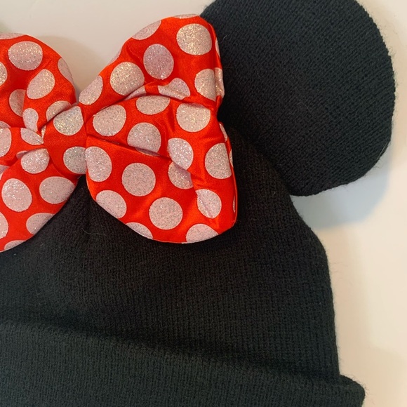 Minnie Mouse Kids Black and Red Hat with Red Polka Dot Bow OS - Picture 7 of 8